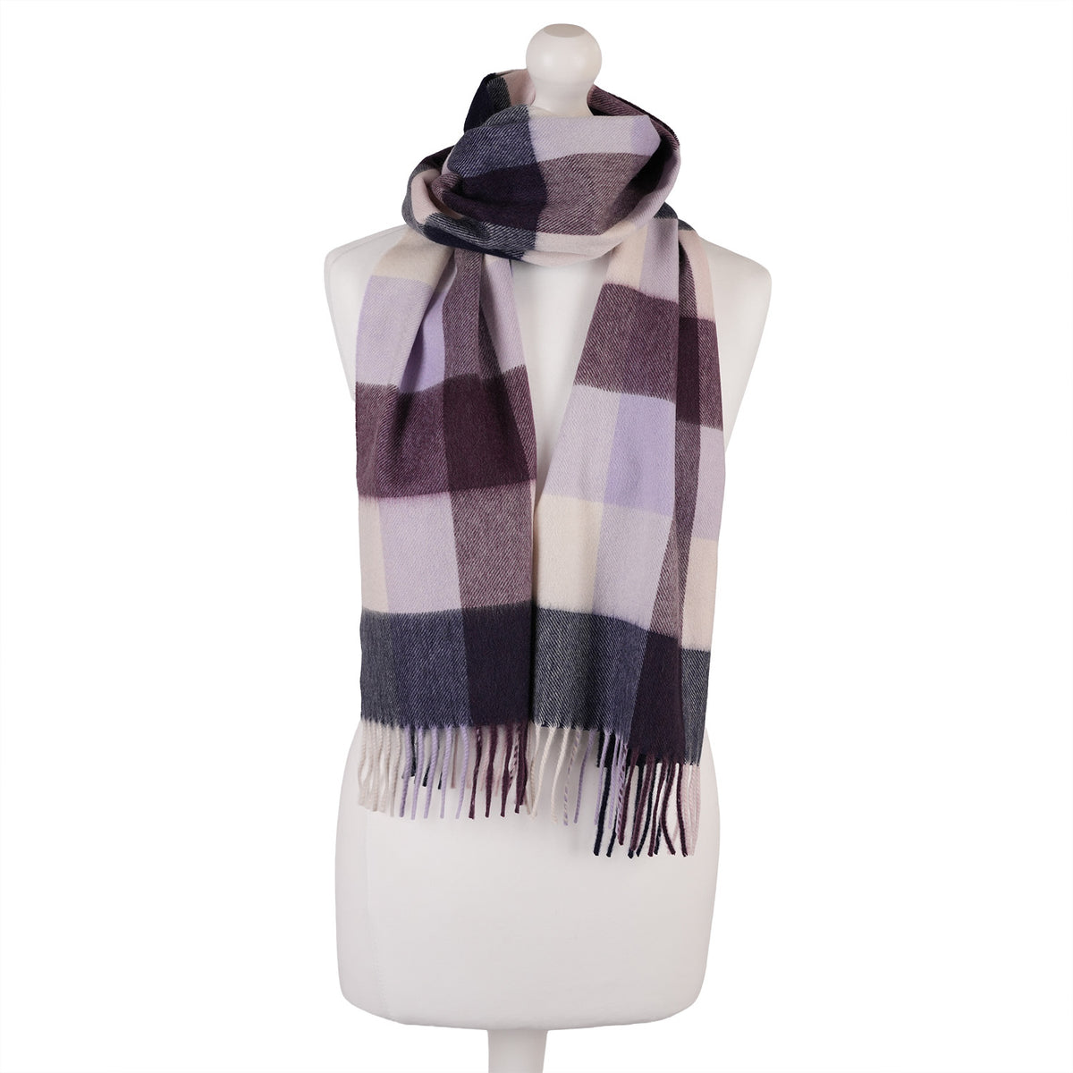 Balmoral 100% Cashmere Woven Scarf Tartan and Checks - Made in Scotland - BLOCK CHECK PINK
