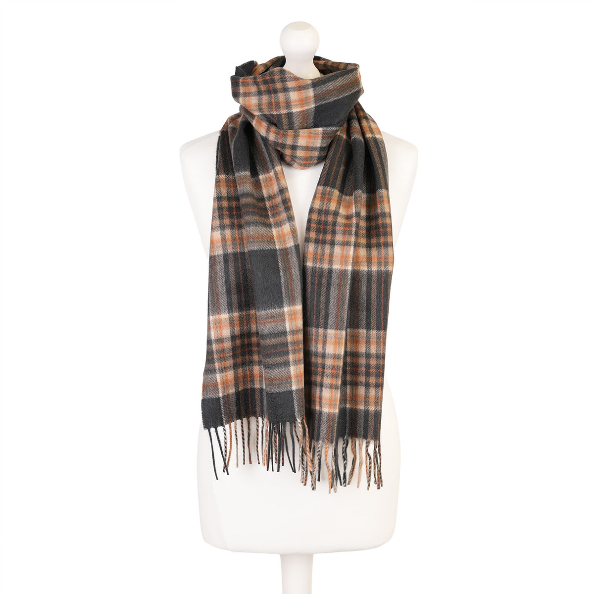 Balmoral 100% Cashmere Woven Scarf Tartan and Checks - Made in Scotland - TAWNEY