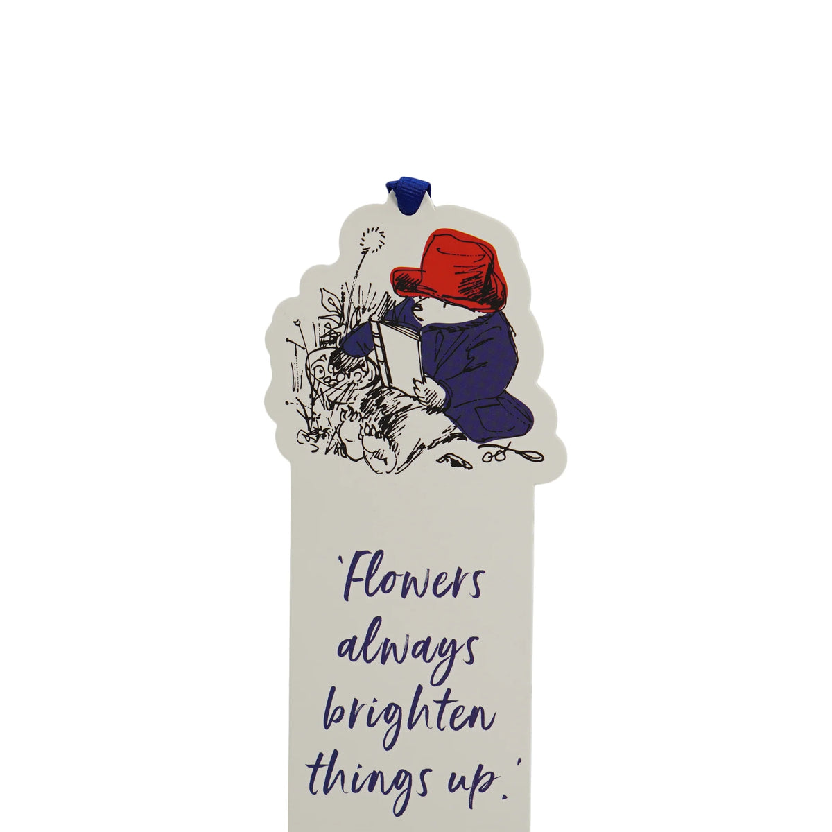 Paddington Bear Flowers Shaped Paper Bookmark with Ribbon