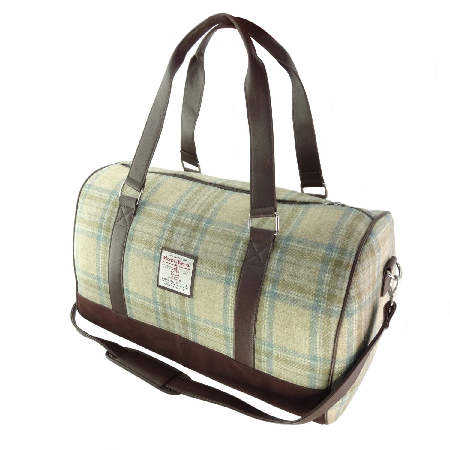 Harris Tweed Clyde Weekend Bag – Spacious Wool Travel Holdall - Beige Stewart (COL132)