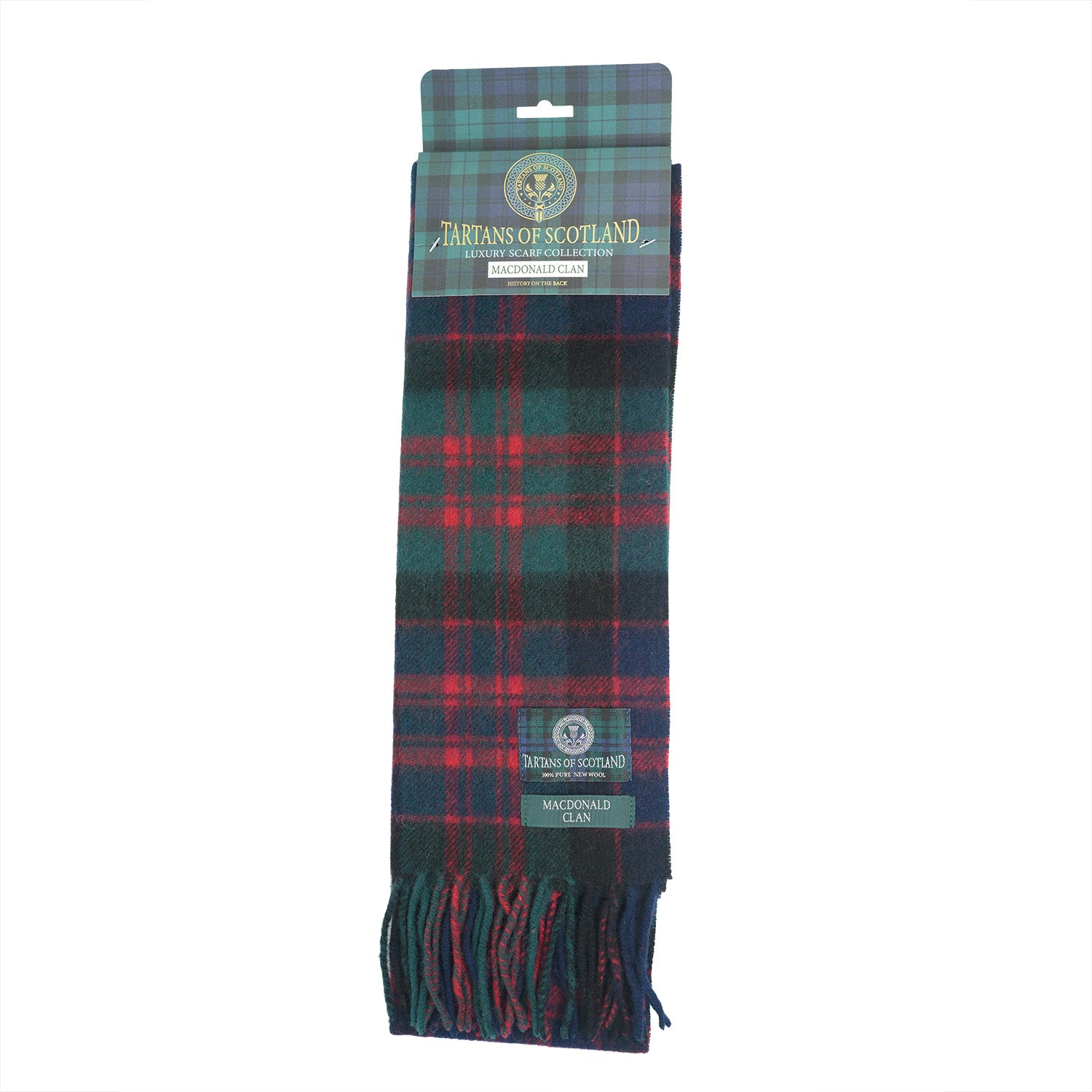 Tartan of Scotland 100% Pure New Wool Clan Scarf - MacDonald Clan