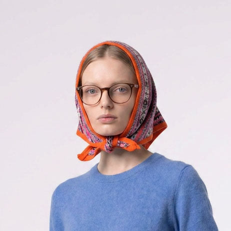 Women’s Lambswool Fair Isle Neck Scarf – Made in Scotland - ORANGE