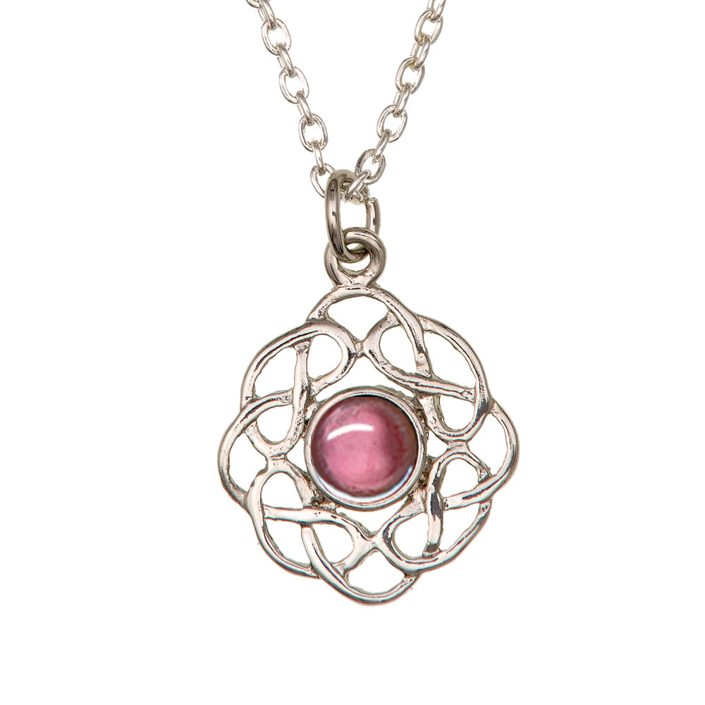 Art Pewter Celtic Birthstone Pendant – Silver-Plated Pewter - Made in Scotland - February (Amethyst)