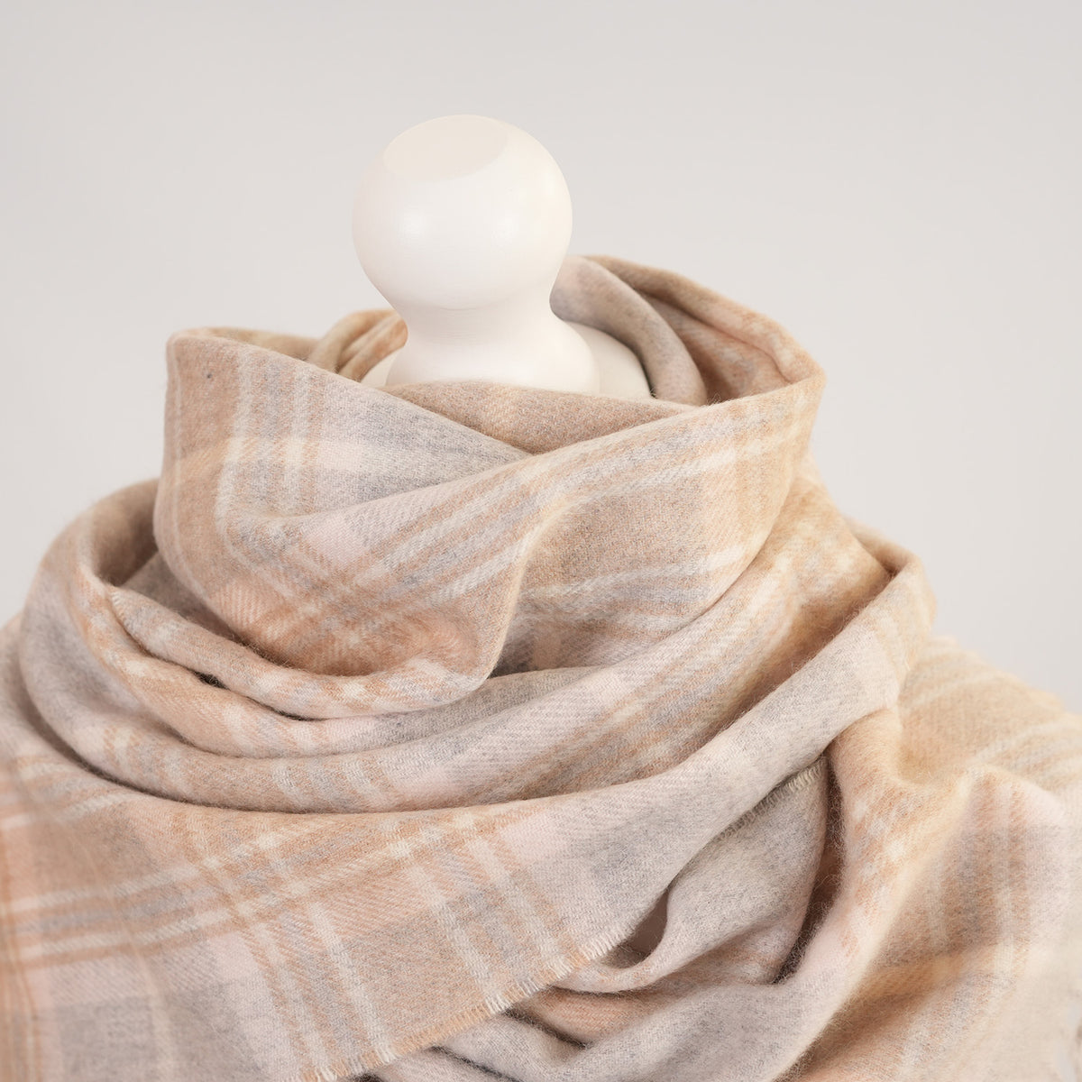 Balmoral 100% Cashmere Woven Scarf Tartan and Checks - Made in Scotland - MACKELLAR PINK