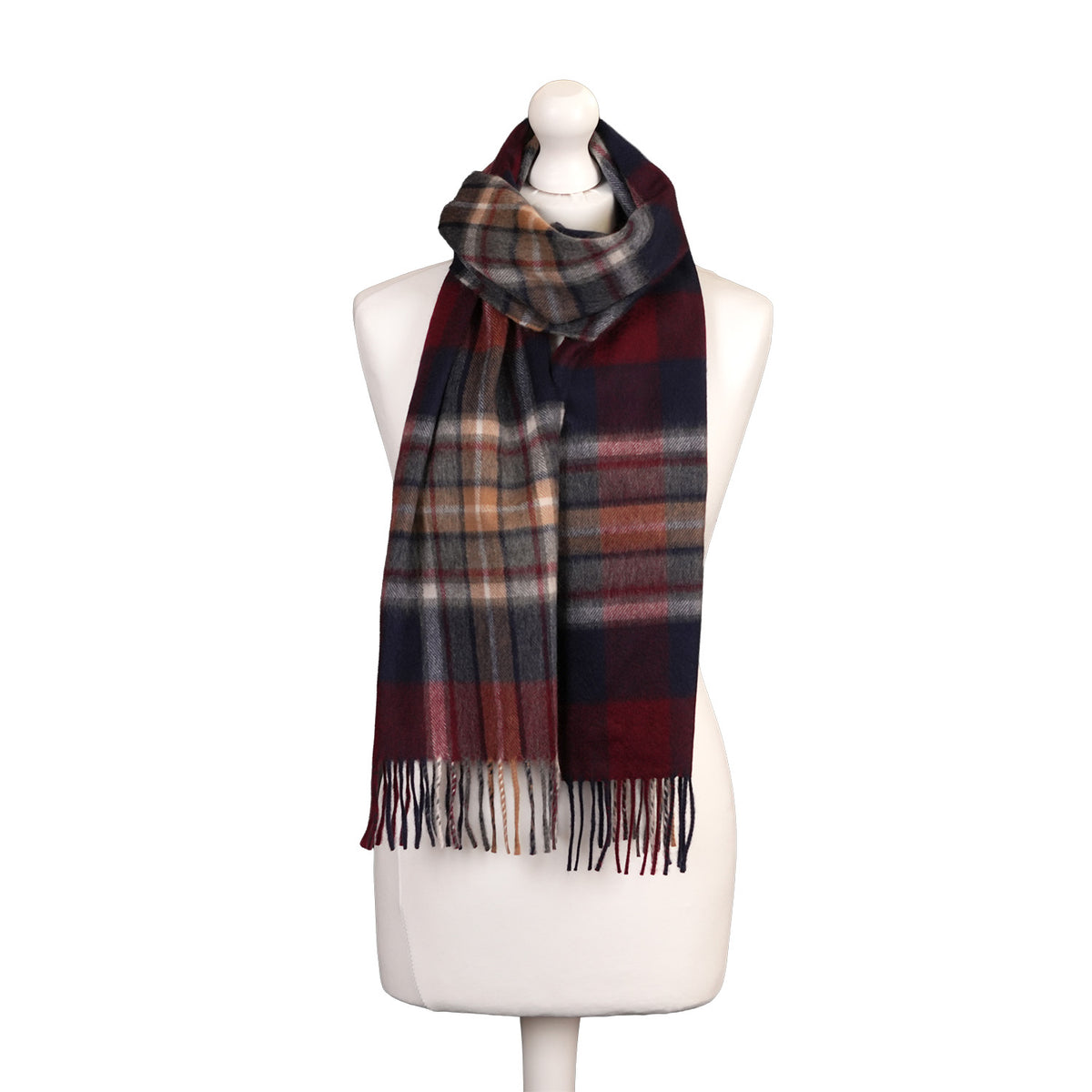 Balmoral 100% Cashmere Woven Scarf Tartan and Checks - Made in Scotland - EXPLODED BRUCE NAVY