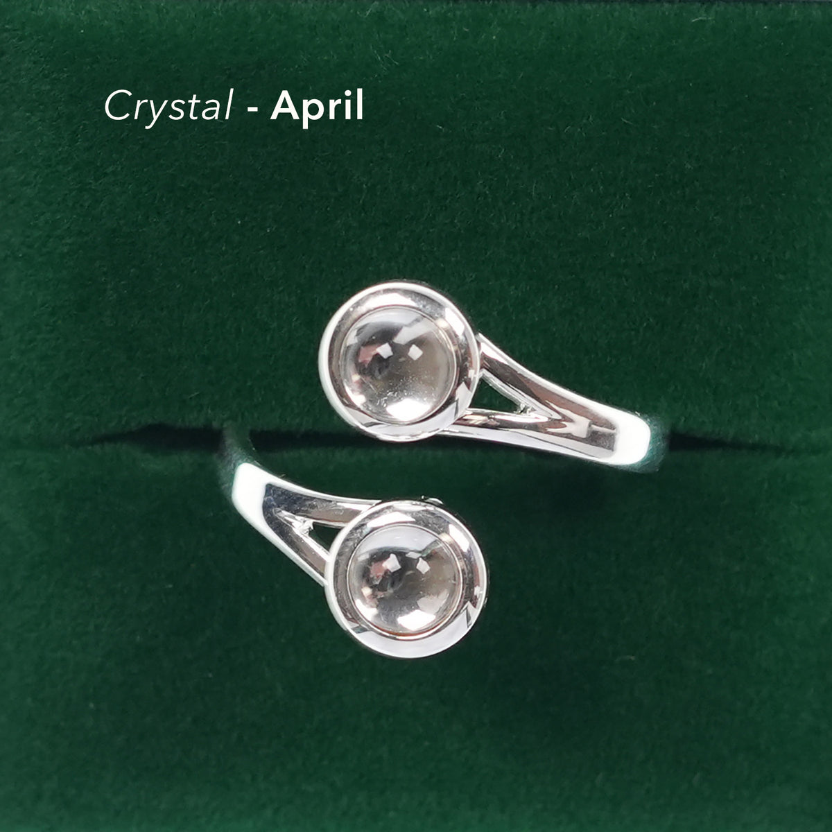Art Pewter Celtic Birthstone Ring - Silver Plated Pewter - Made in Scotland - April (Crystal)