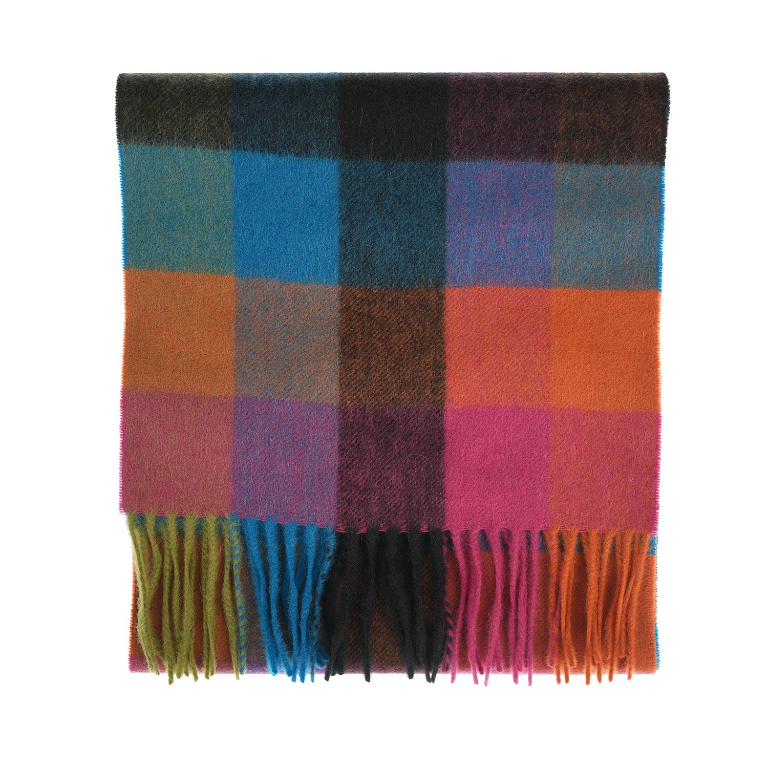 Edinburgh Cashmere Premium Lightweight Scarf - Ultra-Soft Luxury Wrap - 5 SQUARE TARTAN - BRIGHT
