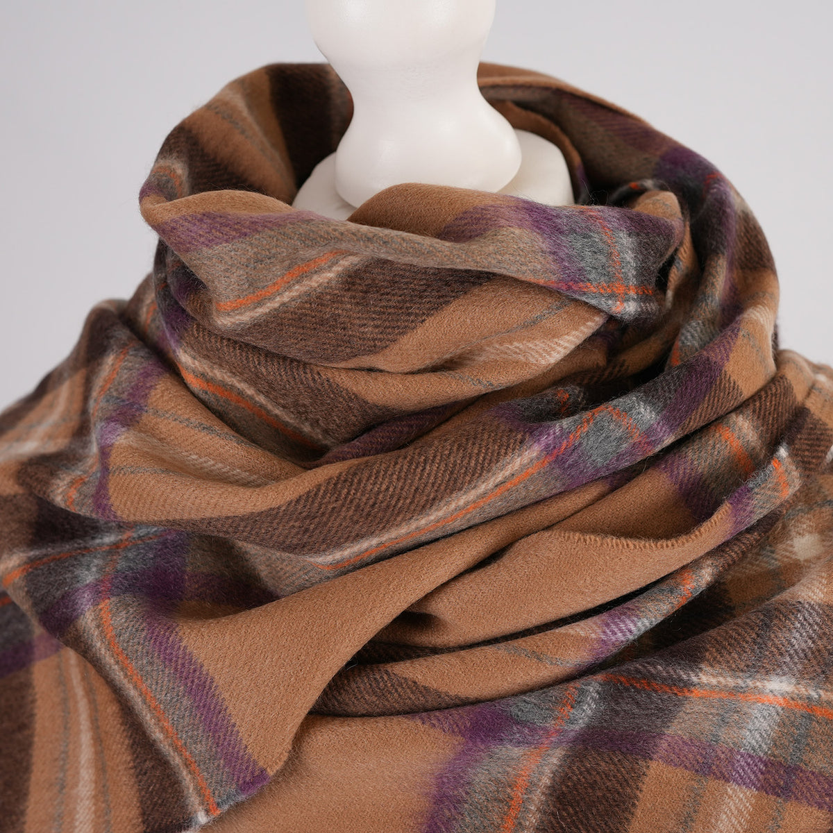 Balmoral 100% Cashmere Woven Scarf Tartan and Checks - Made in Scotland - STEWART CAMEL