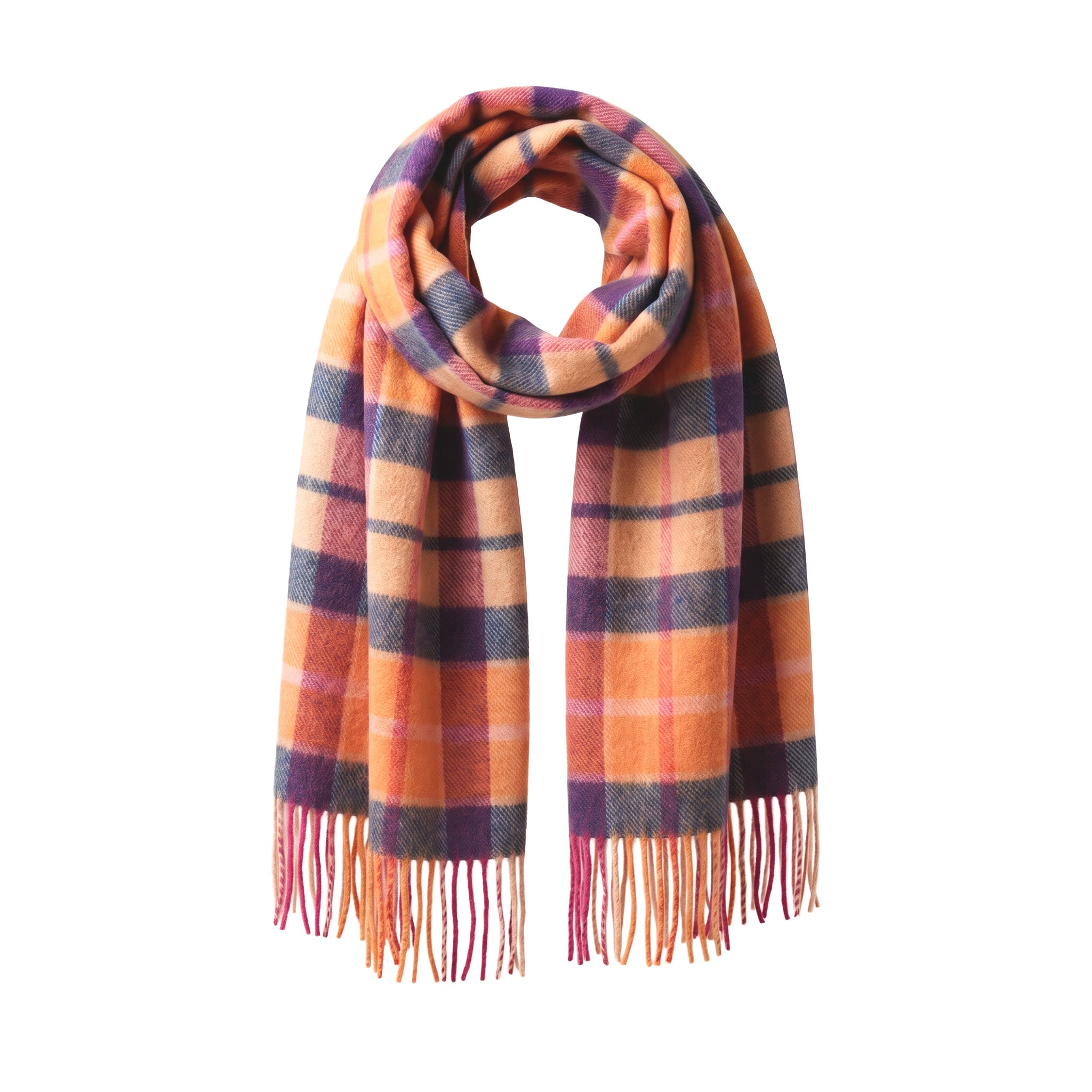 Edinburgh 100% Lambswool Scarf – Premium Soft Wool Wrap - GINGER CHECK