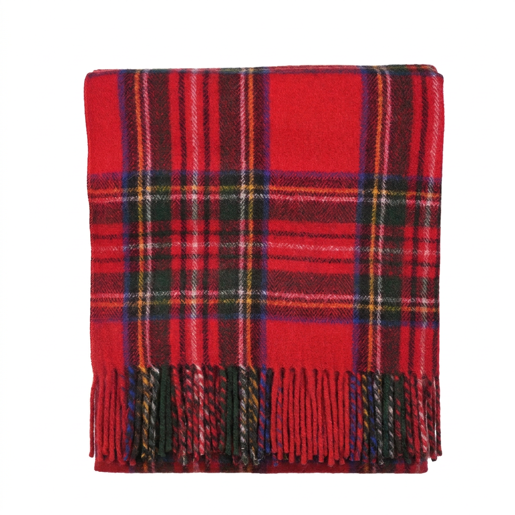 Scottish Tartan Wool-Blend Blanket Throw – Highland Comfort - STEWART ROYAL