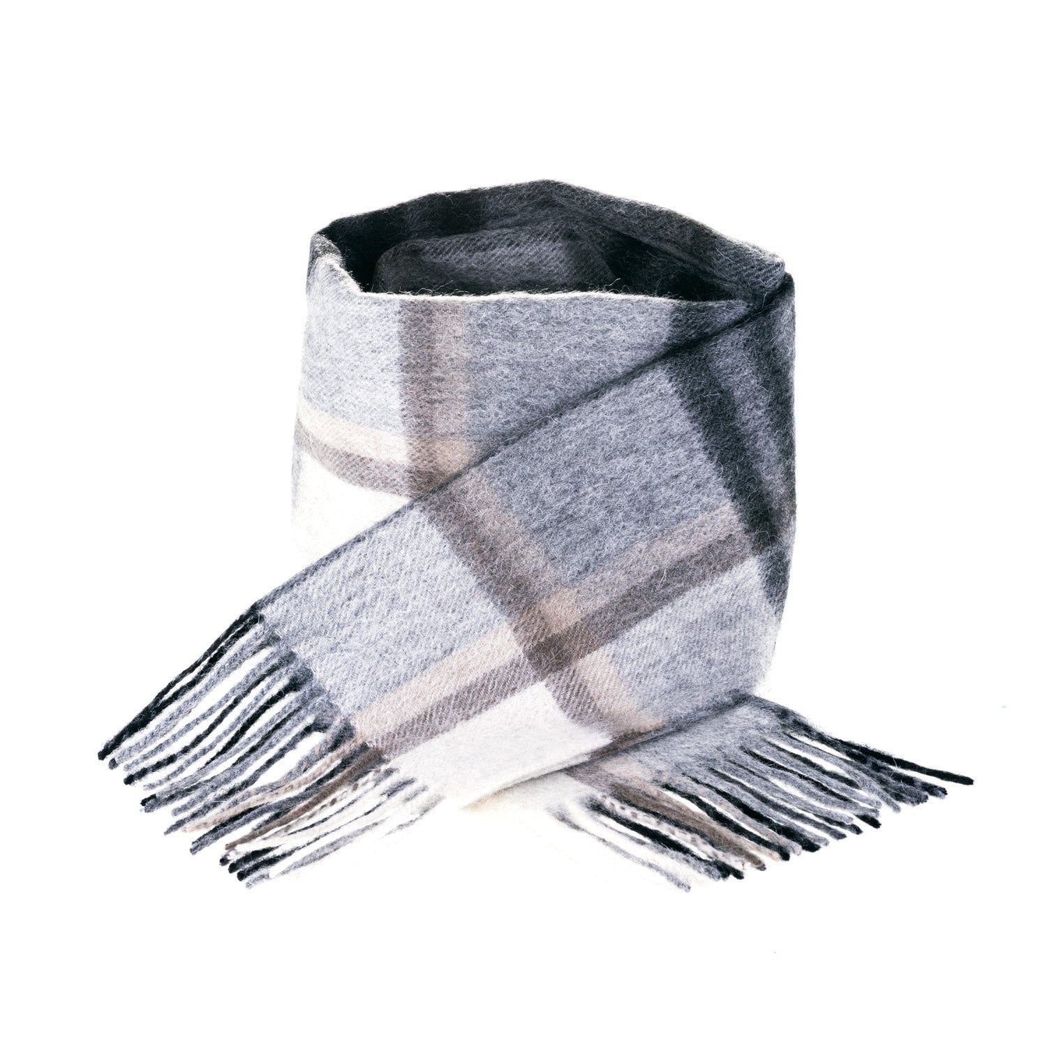 Edinburgh 100% Lambswool Scarf – Premium Soft Wool Wrap - CHEQUER GREY LIGHT YELLOW (24529)