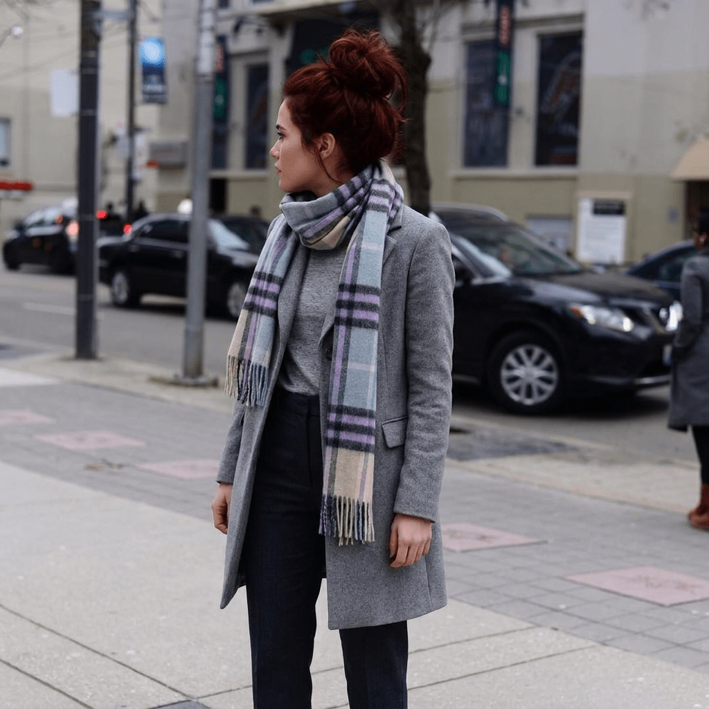 Edinburgh 100% Lambswool Scarf – Premium Soft Wool Wrap - CHEQUER TARTAN PURPLE