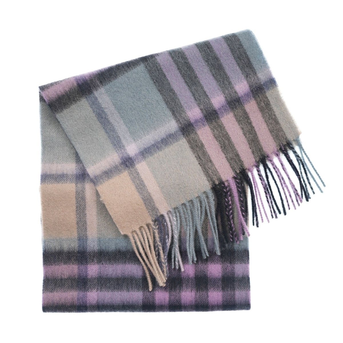 Edinburgh 100% Lambswool Scarf – Premium Soft Wool Wrap - CHEQUER TARTAN PURPLE