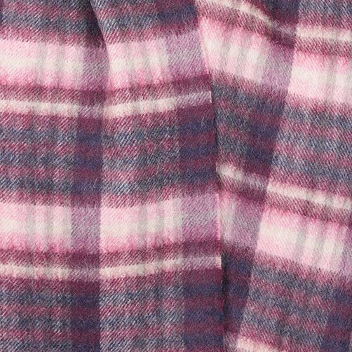 Edinburgh 100% Lambswool Scarf – Premium Soft Wool Wrap - CLUSTER GINGHAM 27627 ASTRAL/BERRY