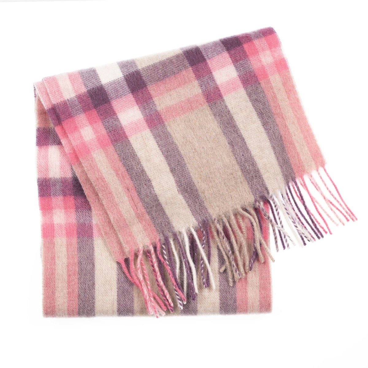 Edinburgh 100% Lambswool Scarf – Premium Soft Wool Wrap - DECO CHECK PEONY