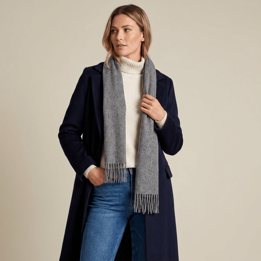 Edinburgh 100% Lambswool Scarf – Premium Soft Wool Wrap - DERBY GREY