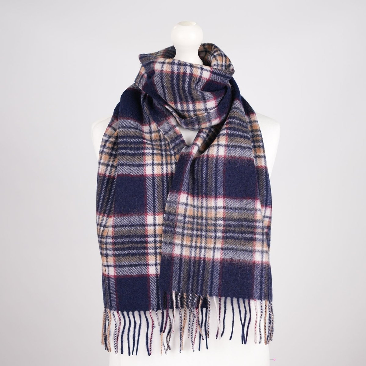 Edinburgh 100% Lambswool Scarf – Premium Soft Wool Wrap - STEWART NAVY