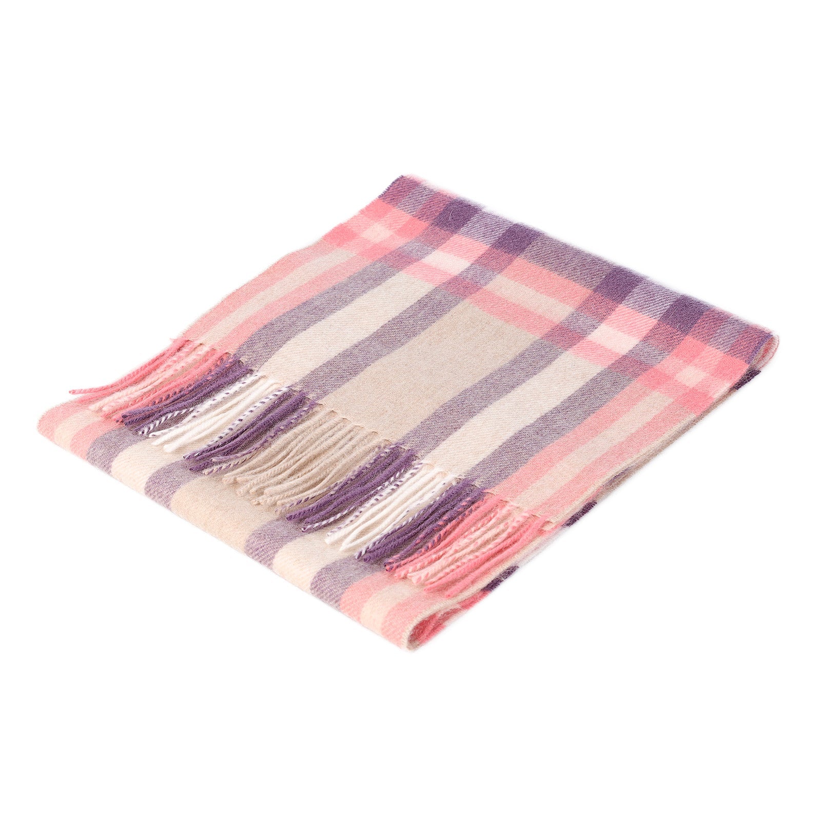 Edinburgh 100% Lambswool Scarf – Premium Soft Wool Wrap - DECO CHECK PEONY