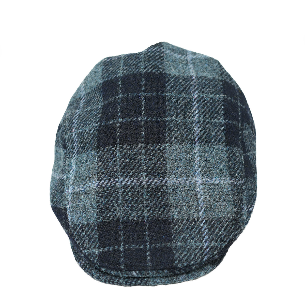 HEDDLE & REED Harris Tweed Flat Wool Cap - Black Grey Check