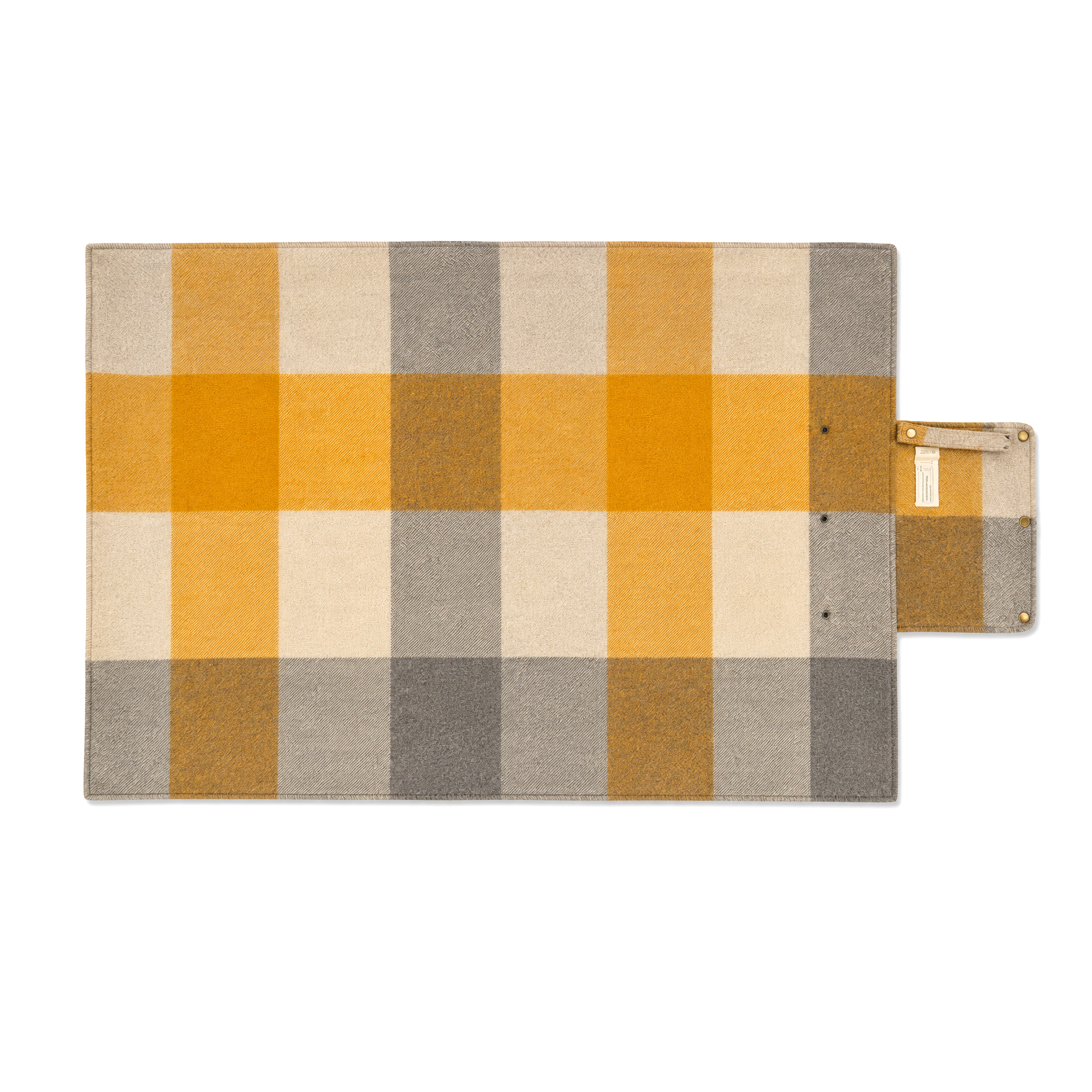 Woodside Purple Check Foldaway Picnic Blanket with Carry Strap – Recycled Wool - OCHRE AND NATURAL