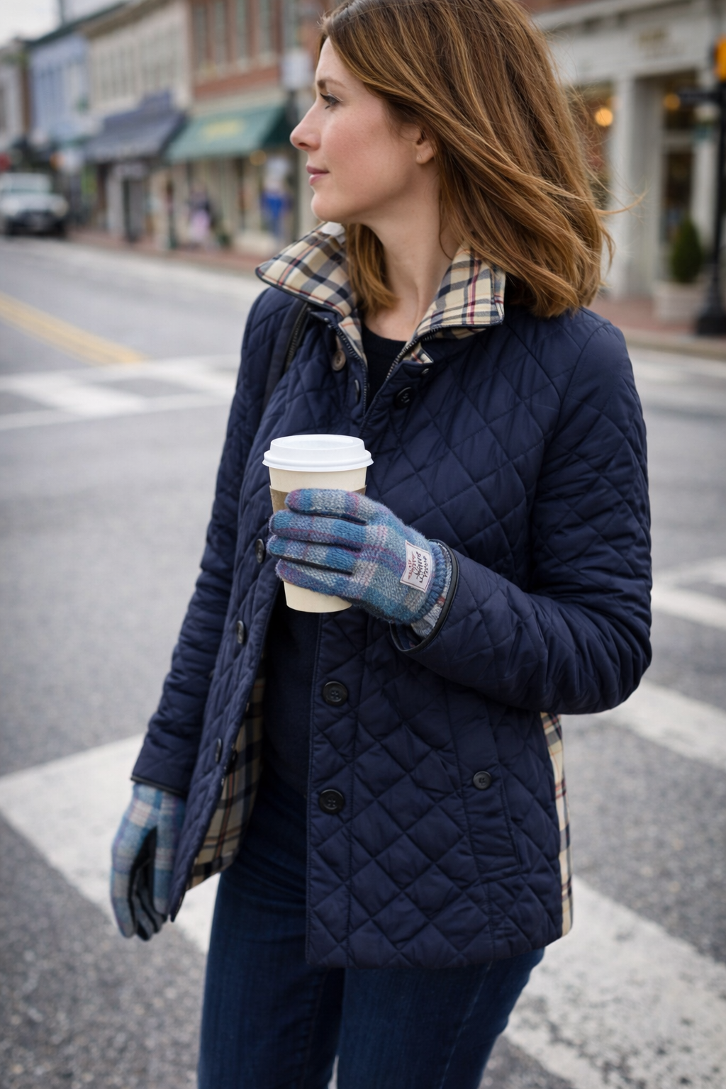 Boxed Harris Tweed and Brown Leather Ladies Gloves