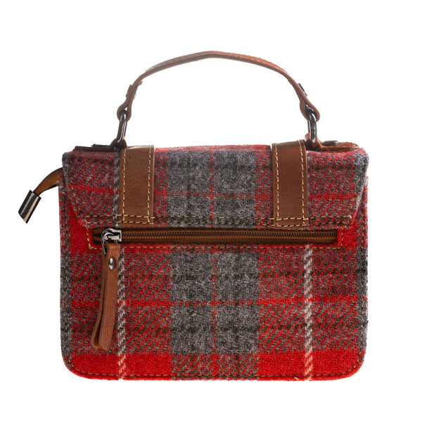 Ladies Ht Leather Mini Satchel Red Check / Tan