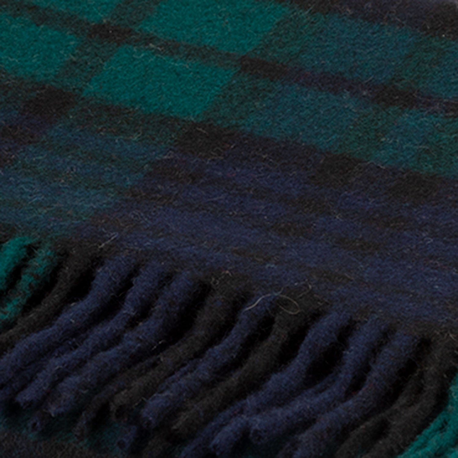 100% Cashmere Wide Tartan Scarf Black Watch