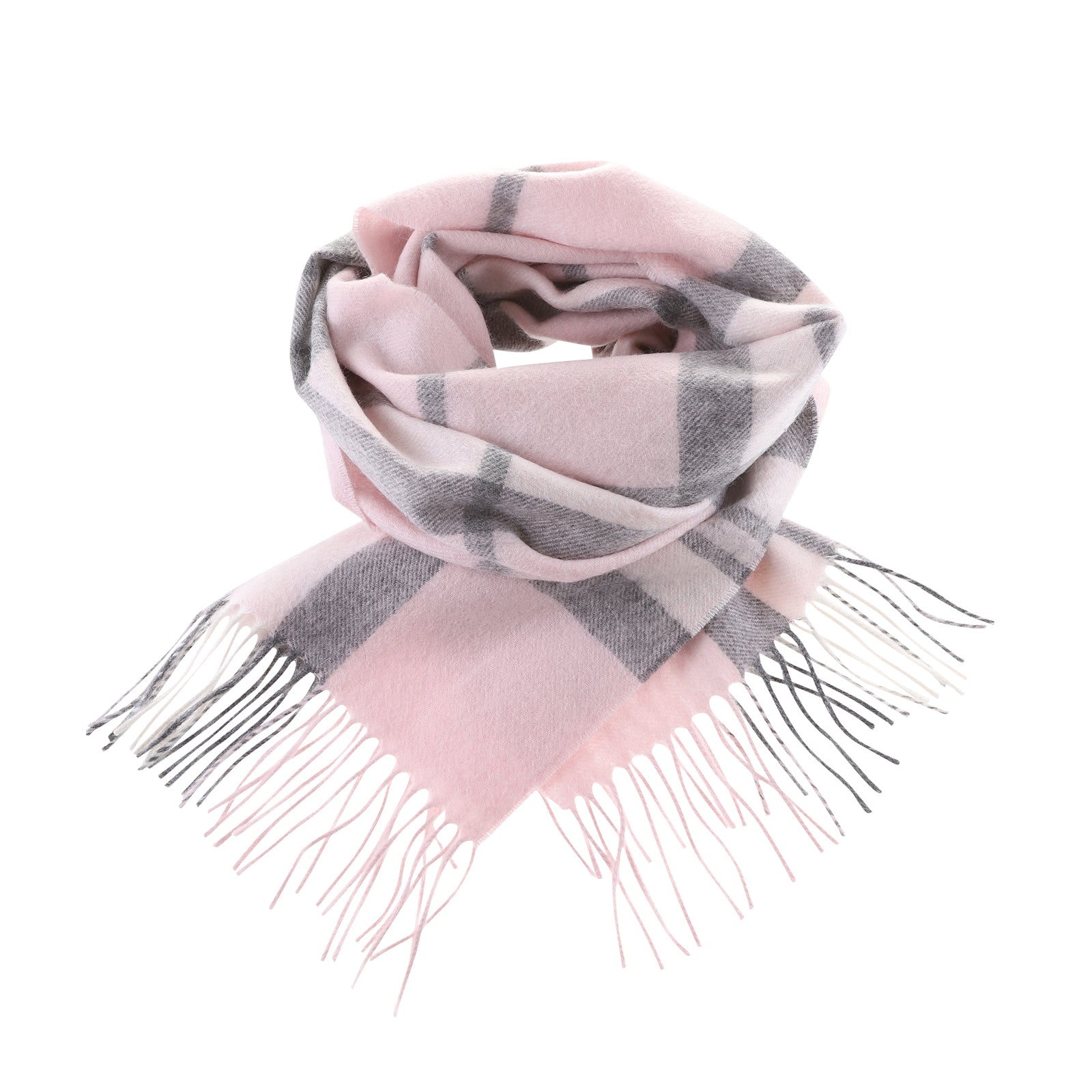 100% Cashmere Wide Tartan Scarf Thomson Pink
