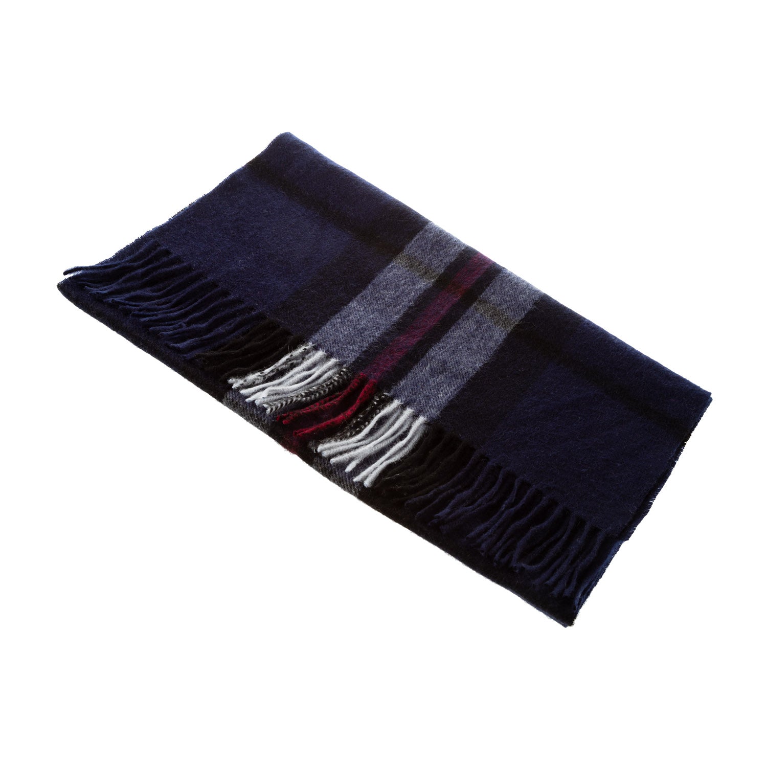 100% Cashmere Wide Tartan Scarf Thomson Navy