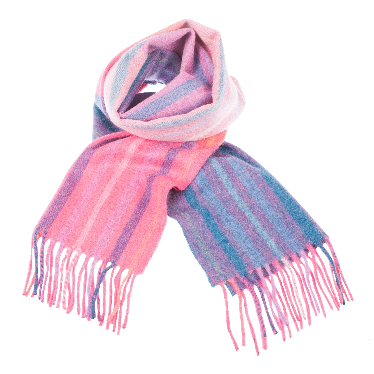 Edinburgh Cashmere Scarf Barcode Check - Coral/Berry