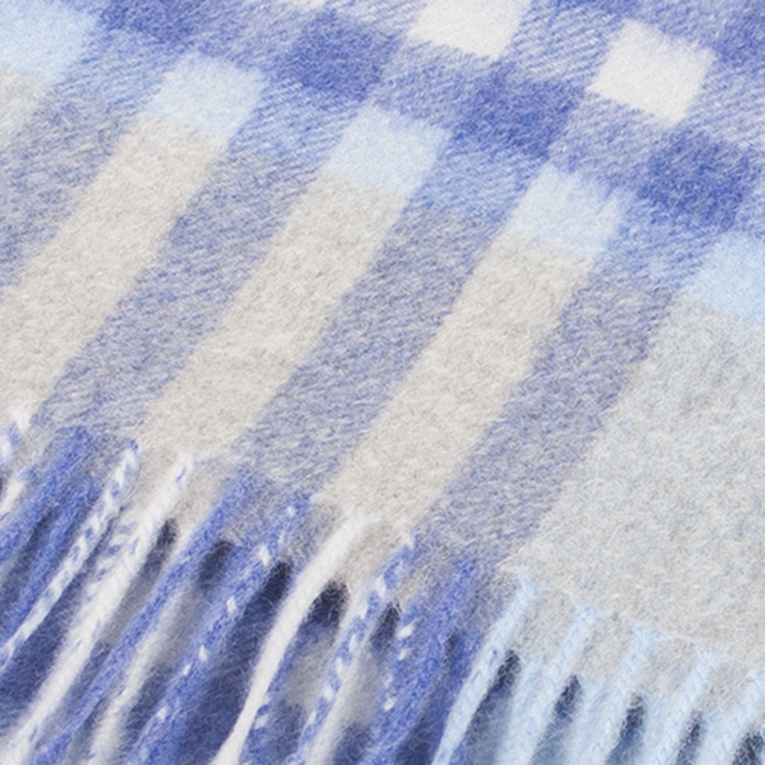 Edinburgh Cashmere Scarf Chequer Tartan - Glacier/Light Grey