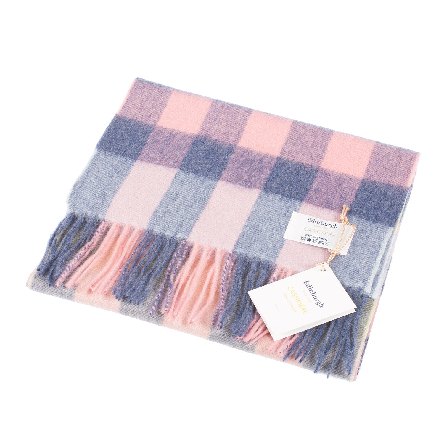 Edinburgh Cashmere Scarf Giant Chequer - Summer/Lilac/Pink