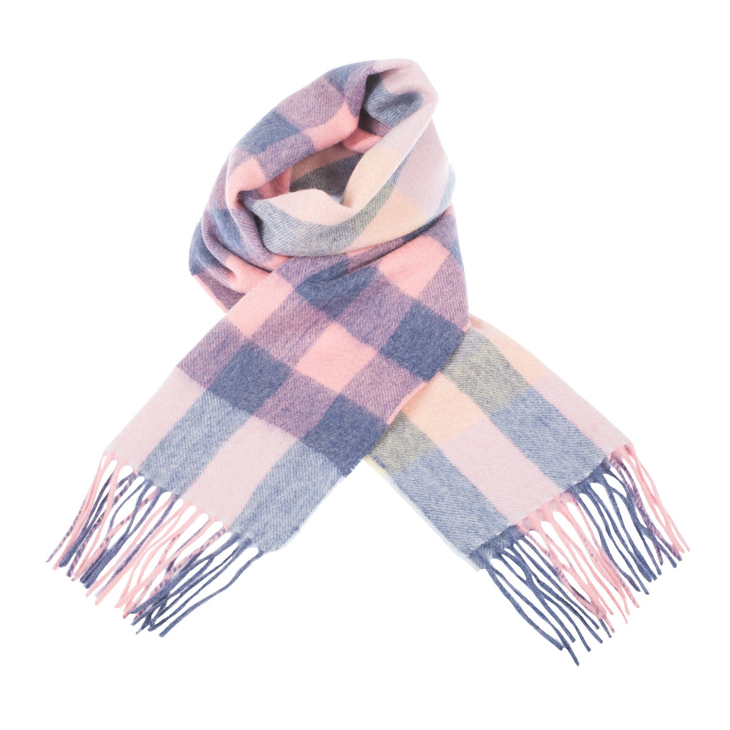 Edinburgh Cashmere Scarf Giant Chequer - Summer/Lilac/Pink