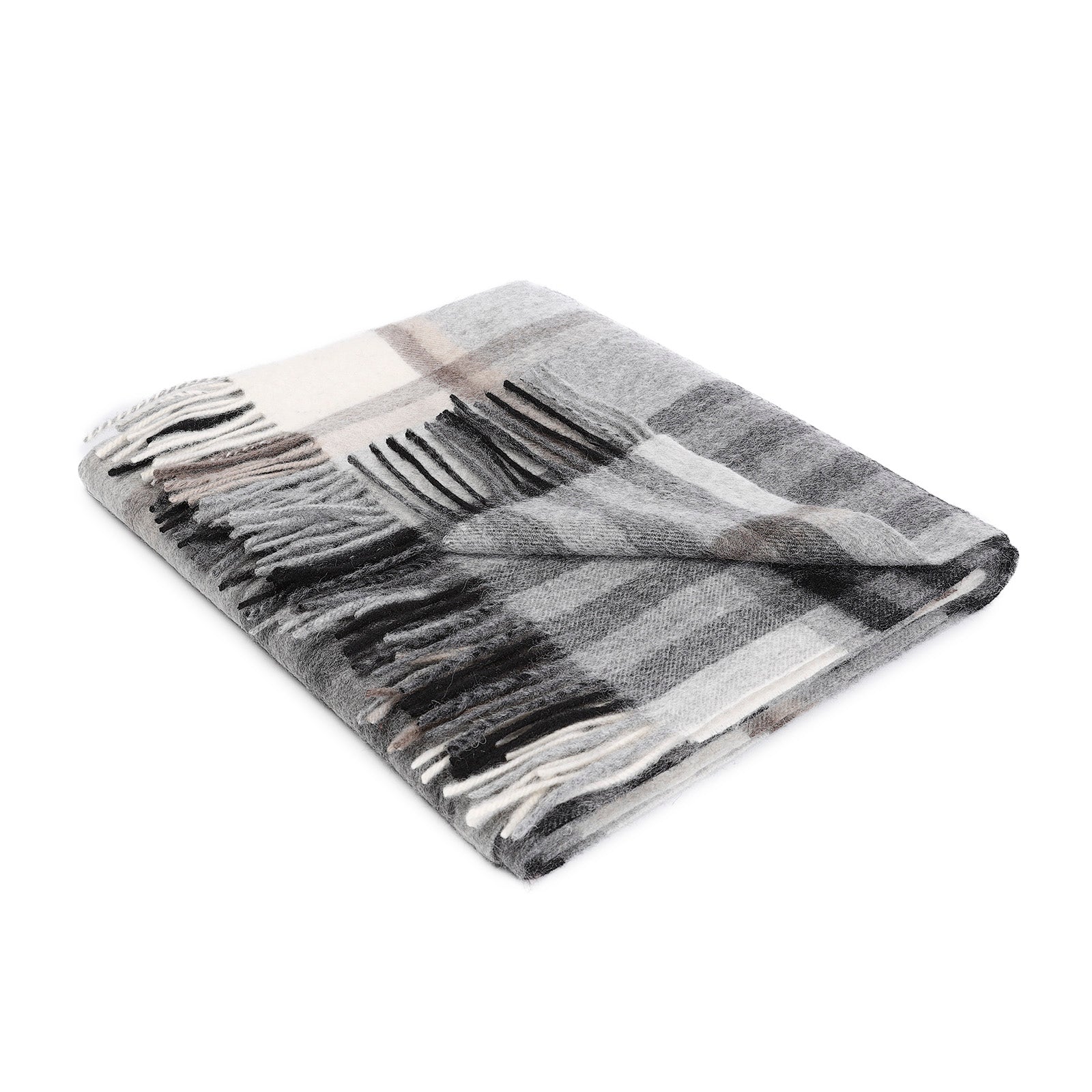 Edinburgh Lambswool Stole Chequer Grey Light Yellow (24529)