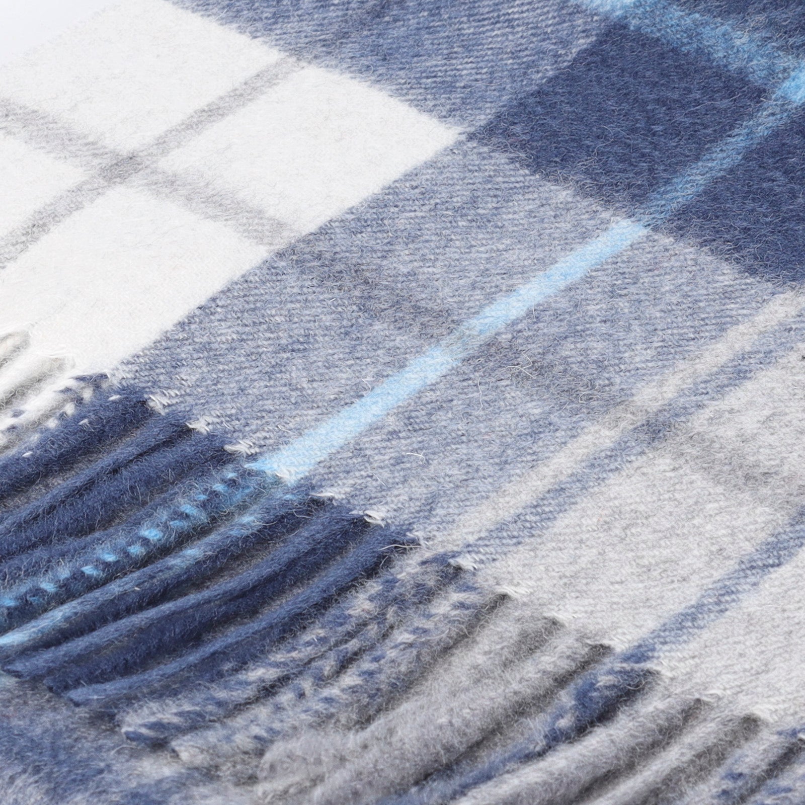 Edinburgh 100% Lambswool Tartan Scarf Mill Check Navy