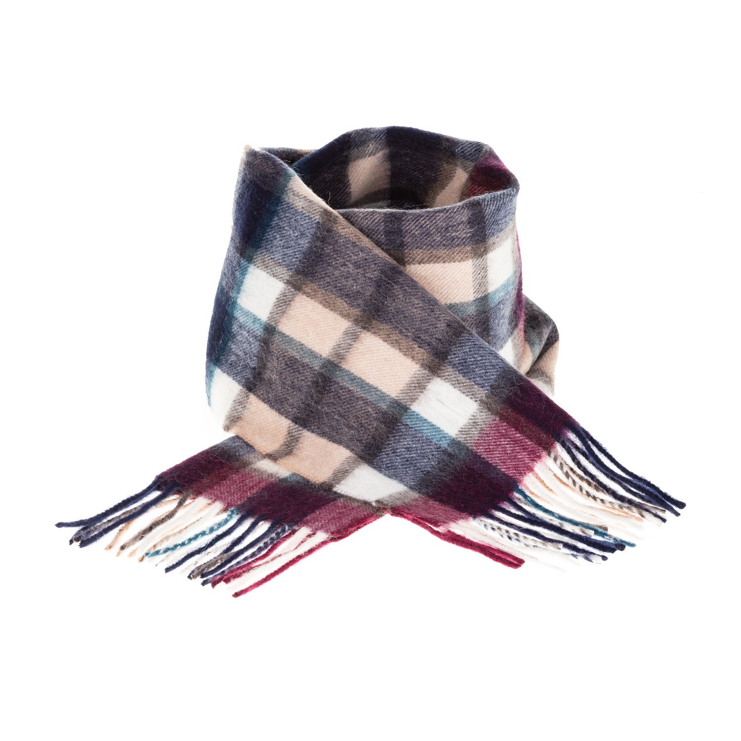 Edinburgh 100% Lambswool Tartan Scarf Artillery Check Navy/Camo