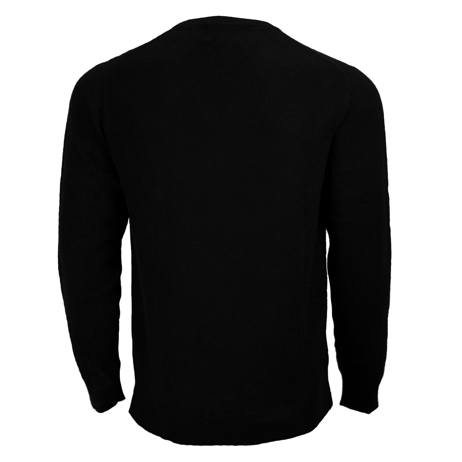 100% Cashmere Gents Crew-Neck Plain Jumper Black