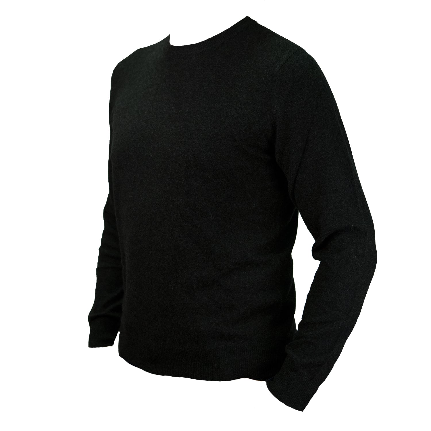 100% Cashmere Gents Crew-Neck Plain Jumper Charcoal