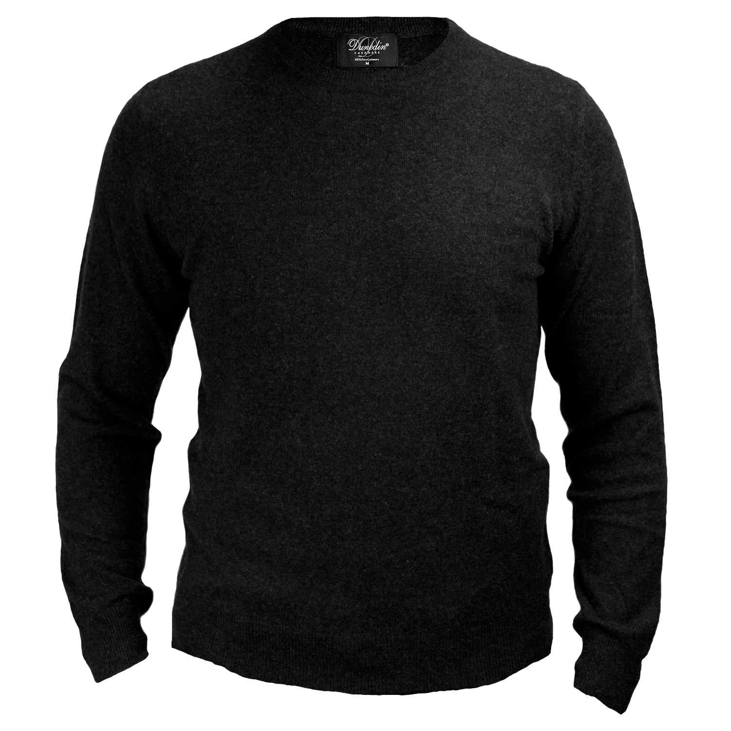 100% Cashmere Gents Crew-Neck Plain Jumper Charcoal