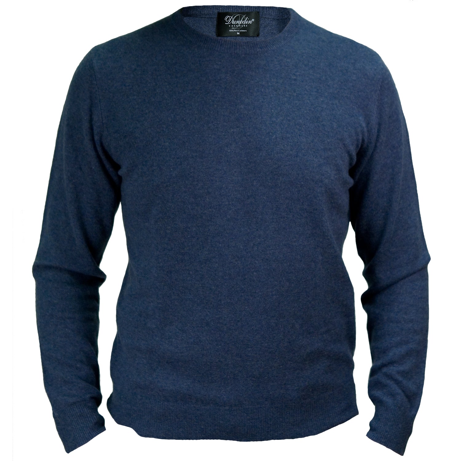 100% Cashmere Gents C Neck Plain Jumper Denim