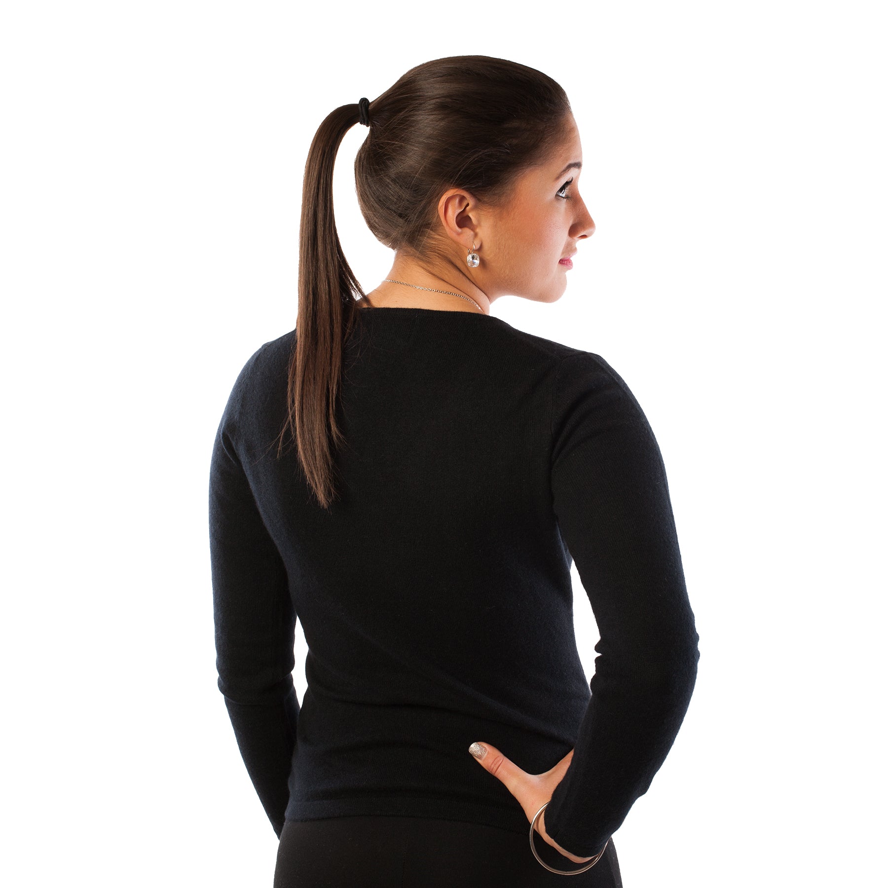 100% Cashmere Ladies Fashion Crew Neck Black