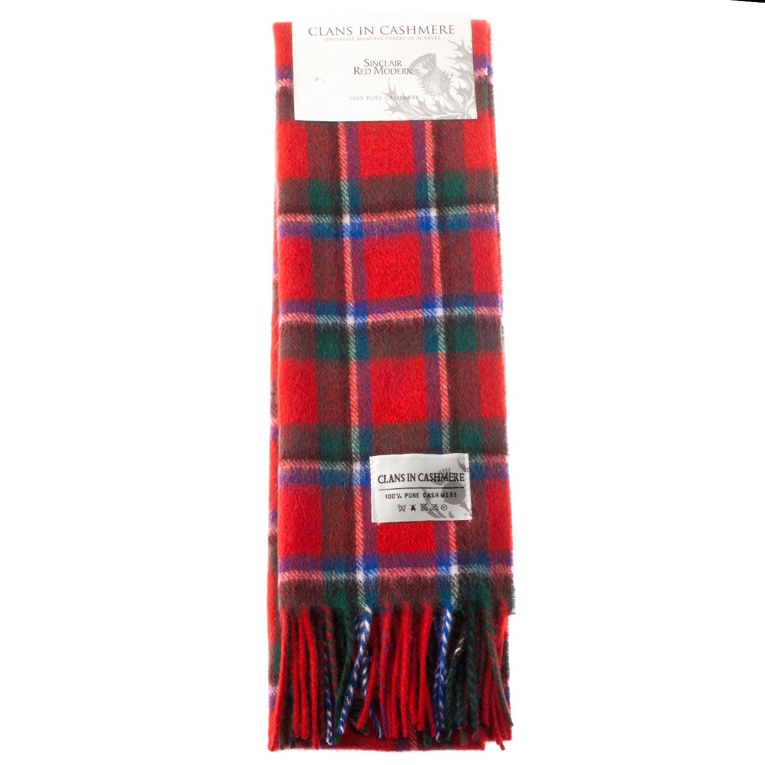 Cashmere Scottish Tartan Clan Scarf Sinclair Red