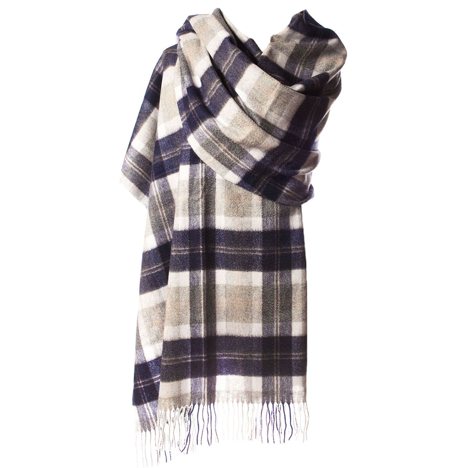 Cashmere Tartan Multicolour Stole Bannockbane Silver