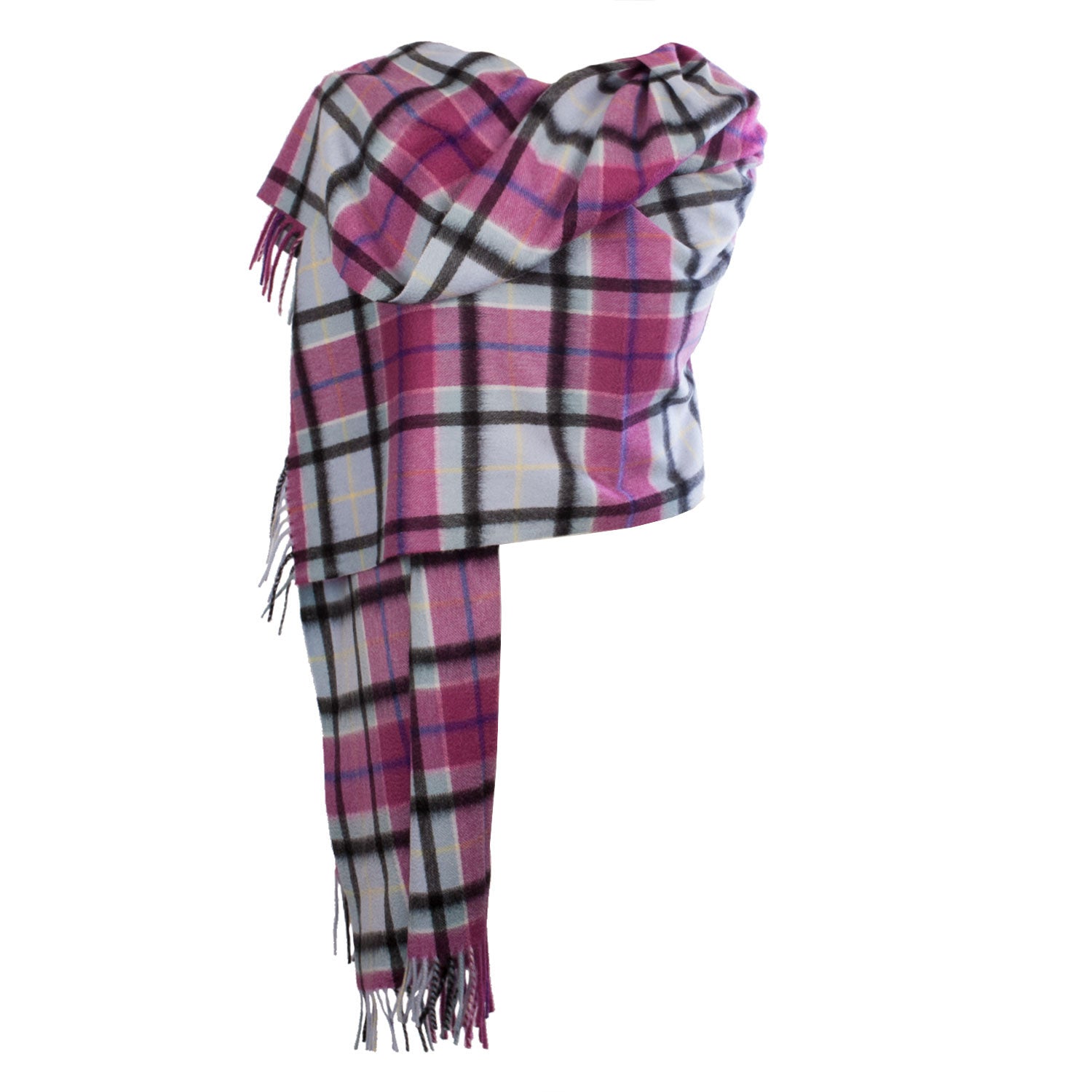 Cashmere Tartan Multicolour Stole Light Blue Check