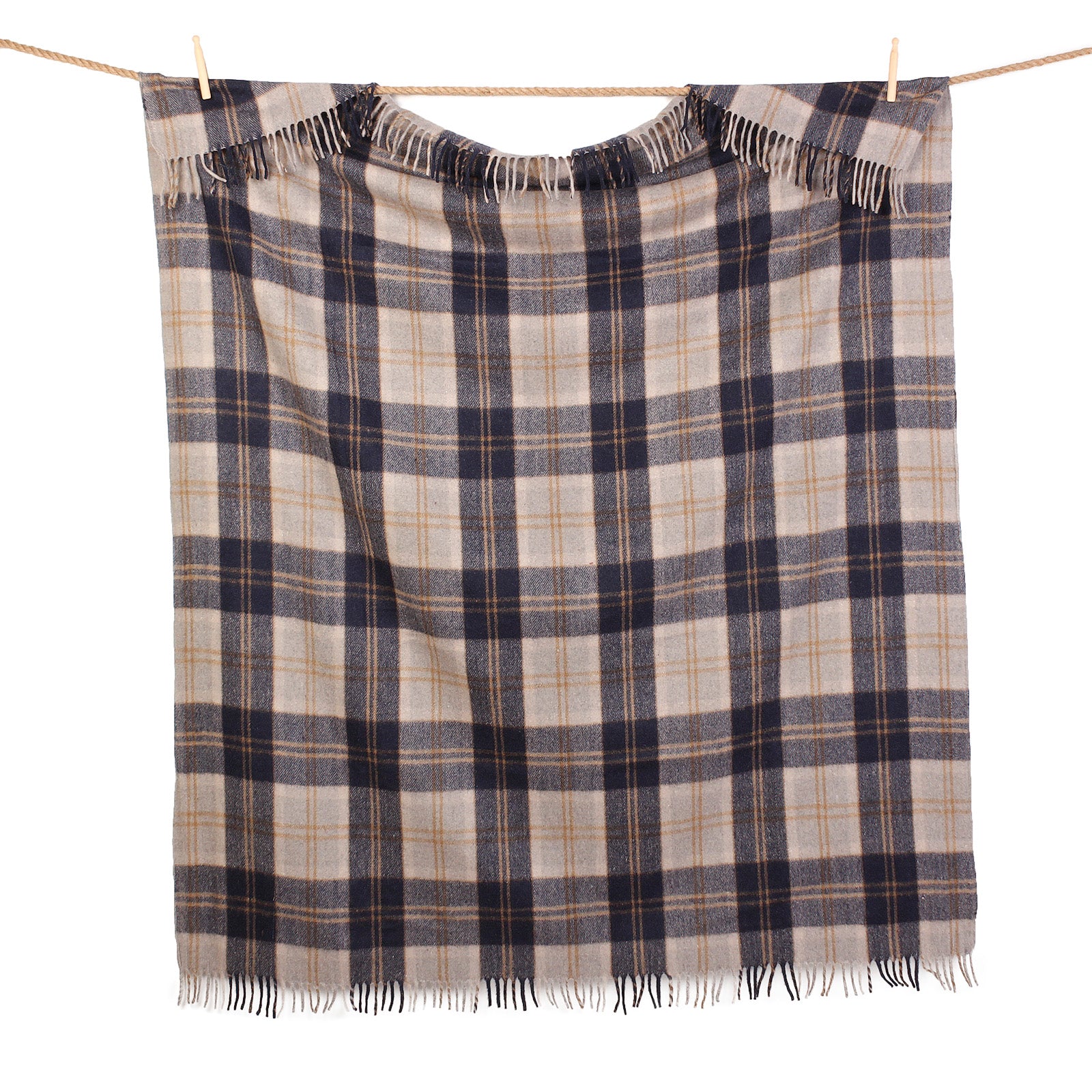 Highland Wool Blend Tartan Blanket / Throw Extra Warm Bannockbane Silver