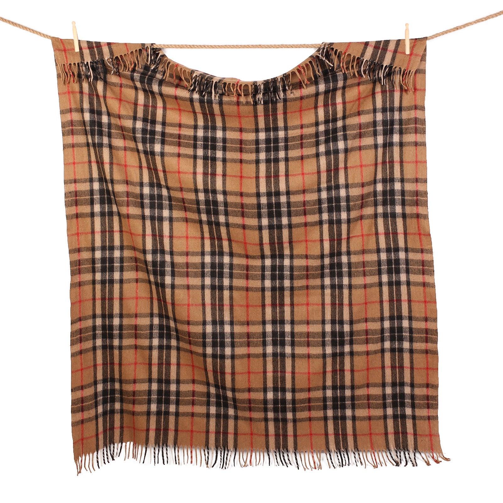 Highland Wool Blend Tartan Blanket / Throw Extra Warm Thomson Camel