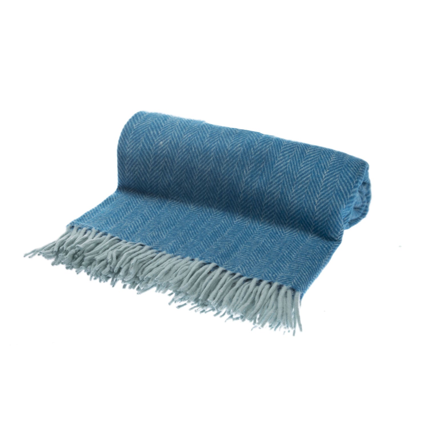 Highland Wool Blend Herringbone Blanket Turquoise