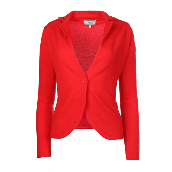 Ladies Cashmere Blazer Knit Cardigan Cardinal Red