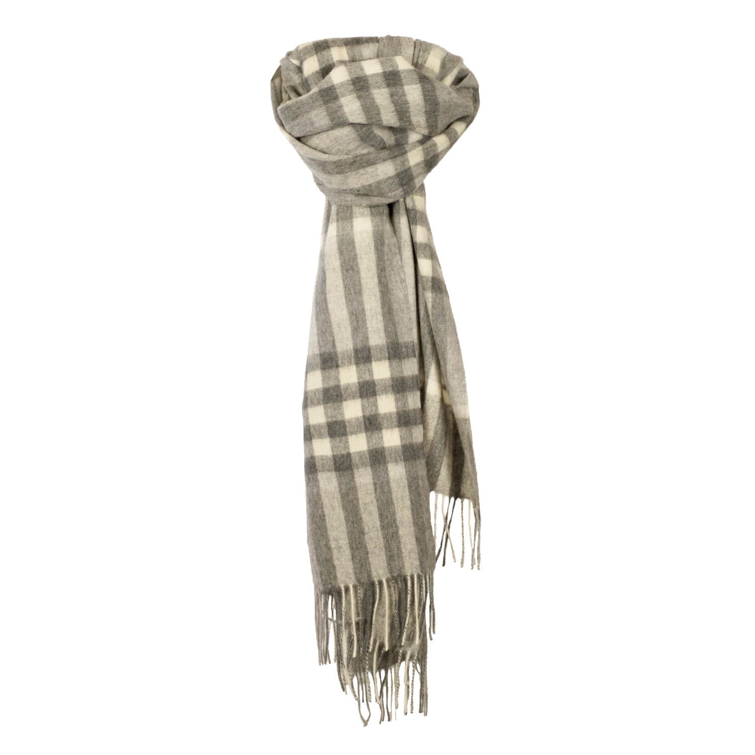 Chequer Tartan 90/10 Cashmere Stole Grey