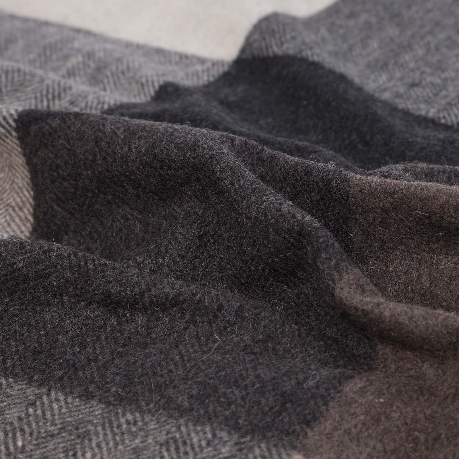 Block Check Herringbone Blanket Natural Taupe